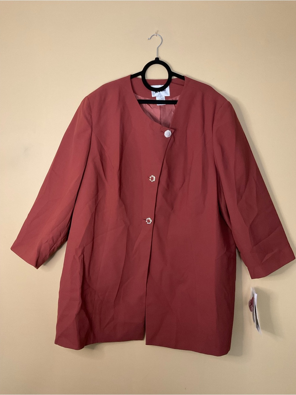 ML Studio Plus Size Women's Rust-Red Lightweight Blazer and Skirt Suit